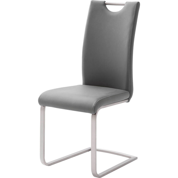 Set 4 scaune tapitate cu piele ecologica si picioare metalice, Paulo Griff Gri / Crom, l42xA55xH103 cm (5)