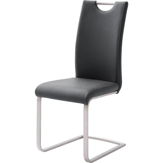 Set 4 scaune tapitate cu piele ecologica si picioare metalice, Paulo Griff Negru / Crom, l42xA55xH103 cm (4)