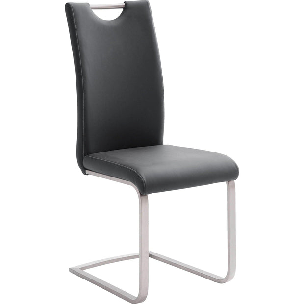 Set 4 scaune tapitate cu piele ecologica si picioare metalice, Paulo Griff Negru / Crom, l42xA55xH103 cm (3)