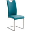 Set 4 scaune tapitate cu piele ecologica si picioare metalice, Paulo Griff Petrol / Crom, l42xA55xH103 cm (2)