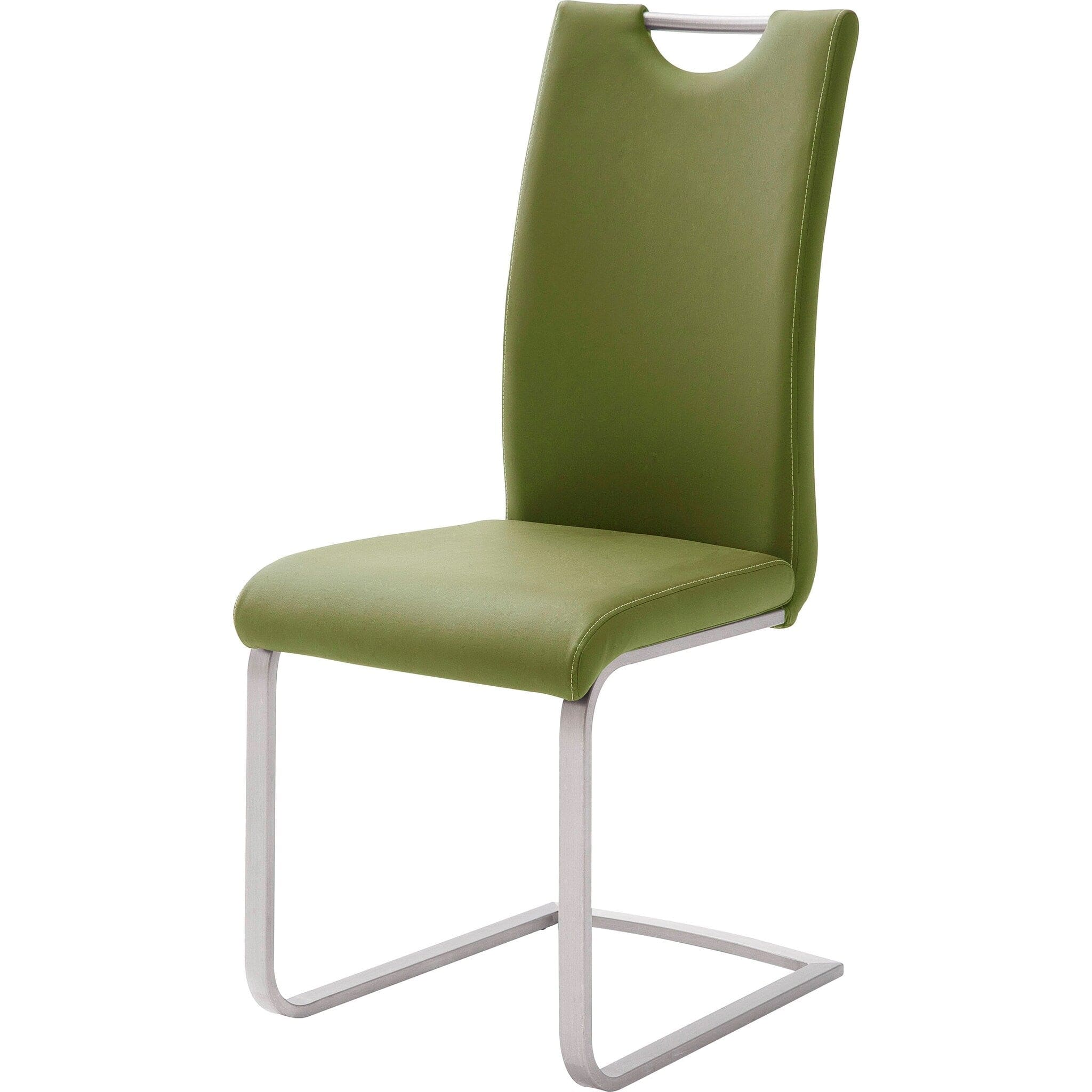Set 4 scaune tapitate cu piele ecologica si picioare metalice, Paulo Griff Verde Olive / Crom, l42xA55xH103 cm (3)