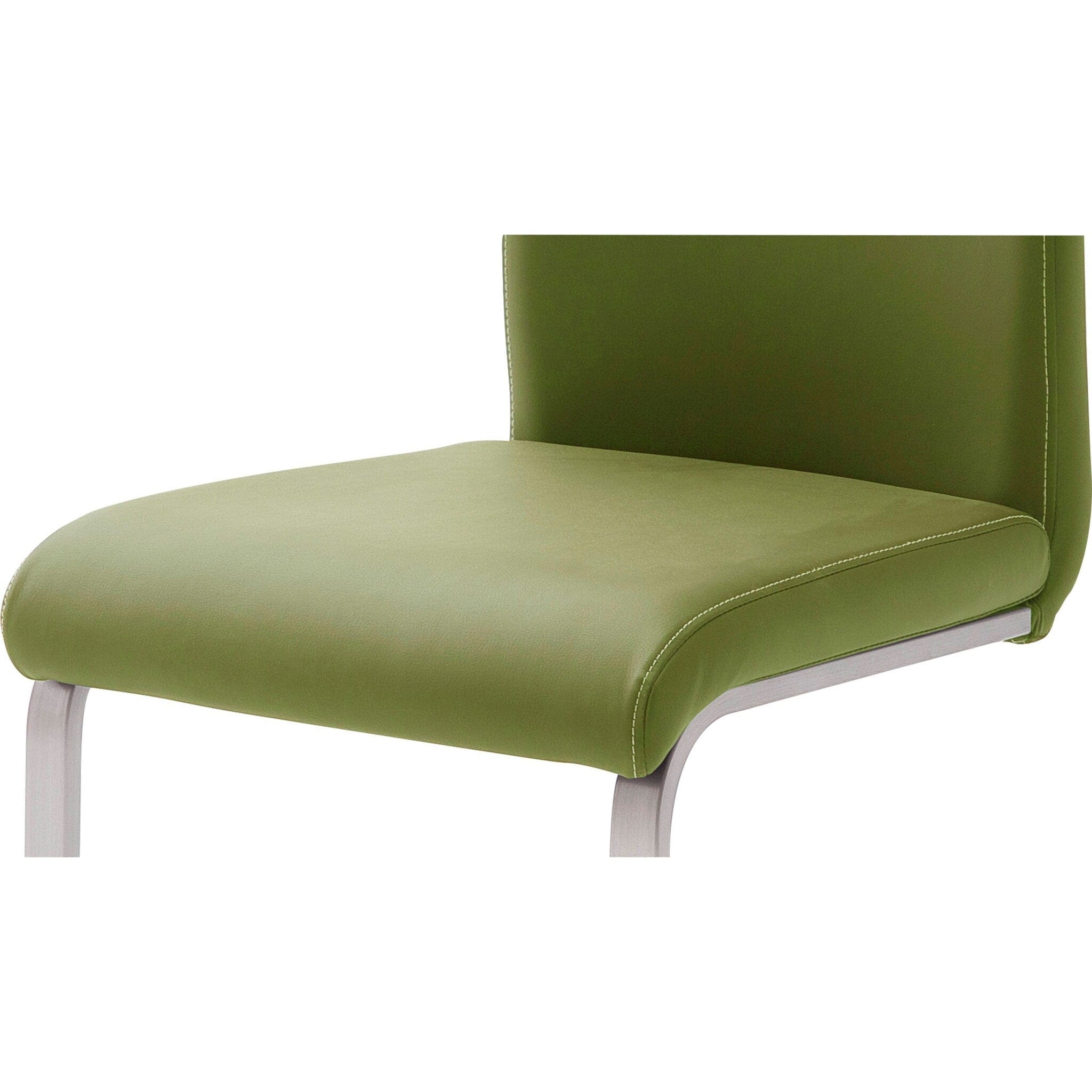 Set 4 scaune tapitate cu piele ecologica si picioare metalice, Paulo Griff Verde Olive / Crom, l42xA55xH103 cm (6)