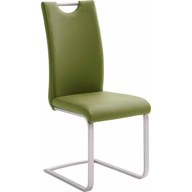 Set 4 scaune tapitate cu piele ecologica si picioare metalice, Paulo Griff Verde Olive / Crom, l42xA55xH103 cm (2)