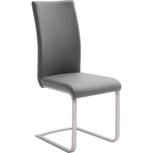 Set 4 scaune tapitate cu piele ecologica si picioare metalice, Paulo I Gri / Crom, l42xA58xH102 cm (1)