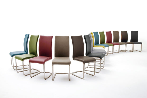 Set 4 scaune tapitate cu piele ecologica si picioare metalice, Paulo I Gri / Crom, l42xA58xH102 cm (5)