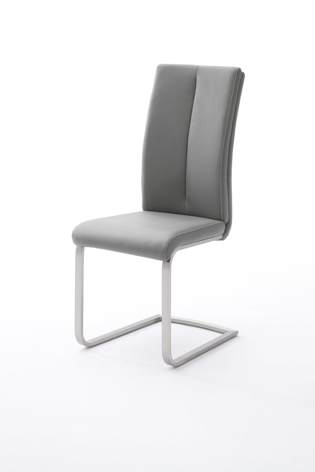 Set 4 scaune tapitate cu piele ecologica si picioare metalice, Paulo II Gri / Crom, l42xA61xH104 cm (2)