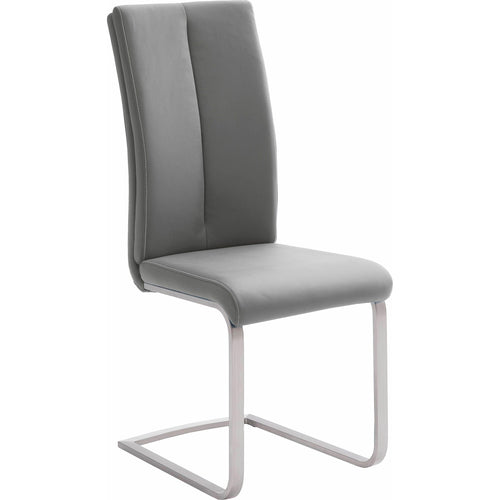 Set 4 scaune tapitate cu piele ecologica si picioare metalice, Paulo II Gri / Crom, l42xA61xH104 cm (1)
