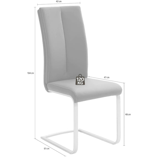 Set 4 scaune tapitate cu piele ecologica si picioare metalice, Paulo II Gri / Crom, l42xA61xH104 cm (4)