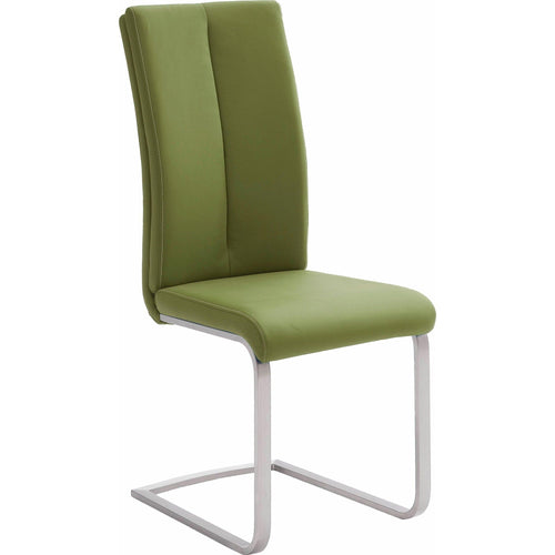 Set 4 scaune tapitate cu piele ecologica si picioare metalice, Paulo II Verde Olive / Crom, l42xA61xH104 cm (1)