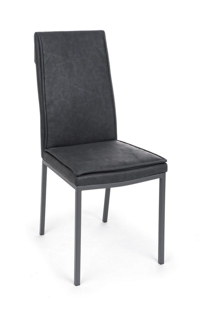 Set 4 scaune tapitate cu piele ecologica si picioare metalice Sofie Antracit / Gri, l43xA59,5xH99,5 cm (5)