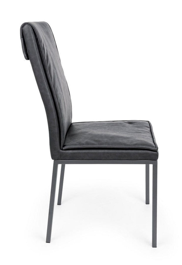 Set 4 scaune tapitate cu piele ecologica si picioare metalice Sofie Antracit / Gri, l43xA59,5xH99,5 cm (6)