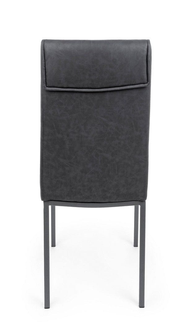Set 4 scaune tapitate cu piele ecologica si picioare metalice Sofie Antracit / Gri, l43xA59,5xH99,5 cm (8)