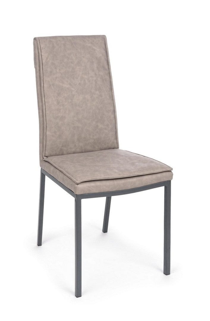Set 4 scaune tapitate cu piele ecologica si picioare metalice Sofie Grej / Gri, l43xA59,5xH99,5 cm (3)