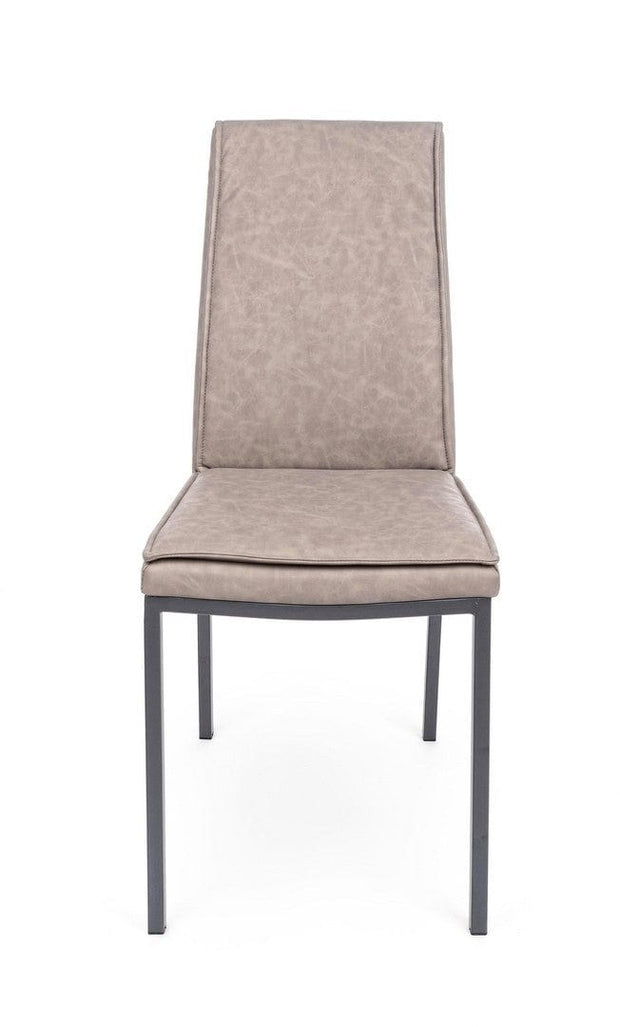 Set 4 scaune tapitate cu piele ecologica si picioare metalice Sofie Grej / Gri, l43xA59,5xH99,5 cm (4)