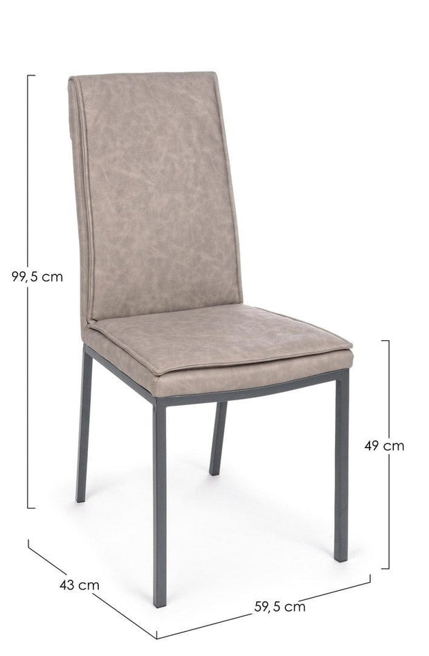 Set 4 scaune tapitate cu piele ecologica si picioare metalice Sofie Grej / Gri, l43xA59,5xH99,5 cm (10)