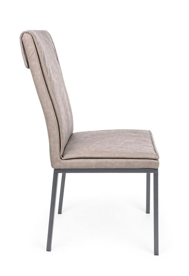 Set 4 scaune tapitate cu piele ecologica si picioare metalice Sofie Grej / Gri, l43xA59,5xH99,5 cm (6)