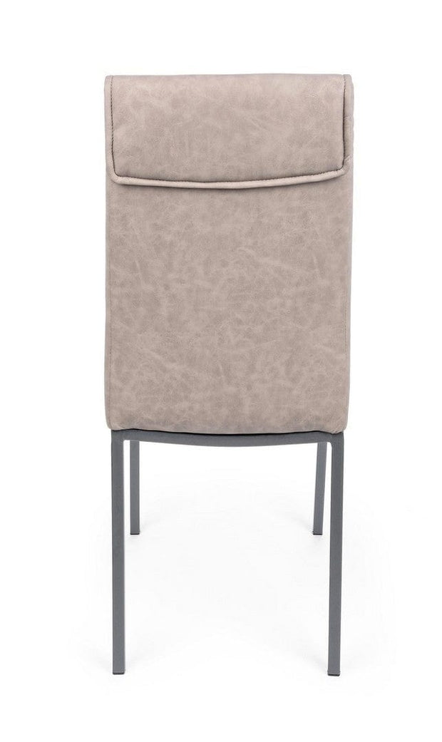 Set 4 scaune tapitate cu piele ecologica si picioare metalice Sofie Grej / Gri, l43xA59,5xH99,5 cm (5)