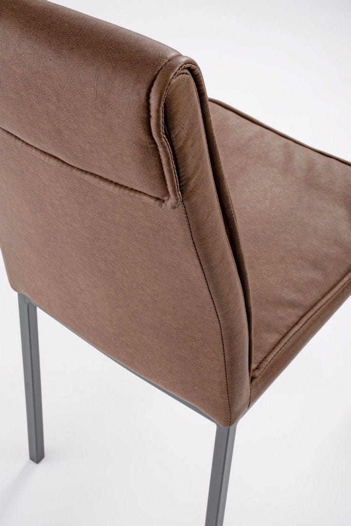 Set 4 scaune tapitate cu piele ecologica si picioare metalice Sofie Maro / Gri, l43xA59,5xH99,5 cm (5)