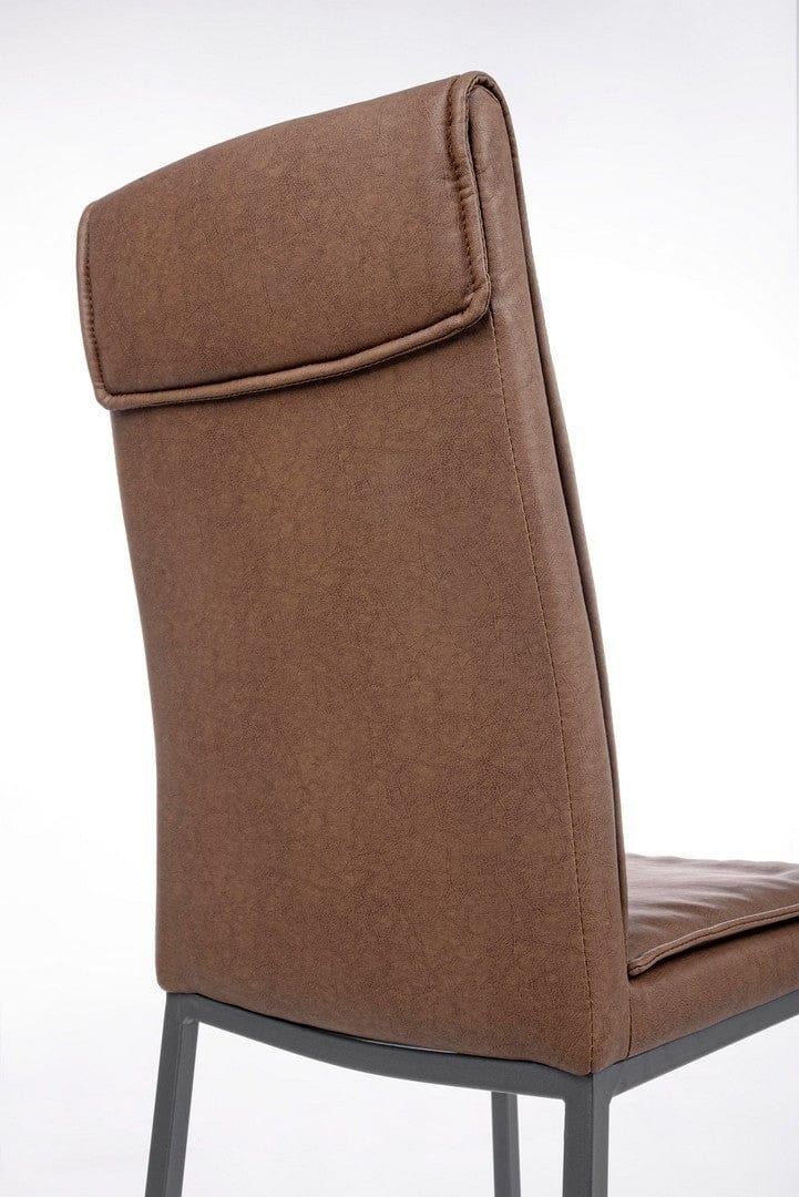 Set 4 scaune tapitate cu piele ecologica si picioare metalice Sofie Maro / Gri, l43xA59,5xH99,5 cm (6)
