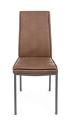 Set 4 scaune tapitate cu piele ecologica si picioare metalice Sofie Maro / Gri, l43xA59,5xH99,5 cm (3)