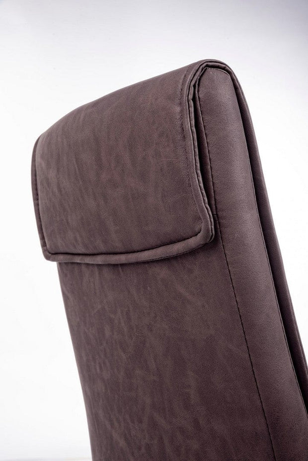 Set 4 scaune tapitate cu piele ecologica si picioare metalice Sofie Maro Inchis / Gri, l43xA59,5xH99,5 cm (6)