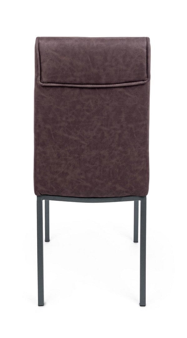 Set 4 scaune tapitate cu piele ecologica si picioare metalice Sofie Maro Inchis / Gri, l43xA59,5xH99,5 cm (4)