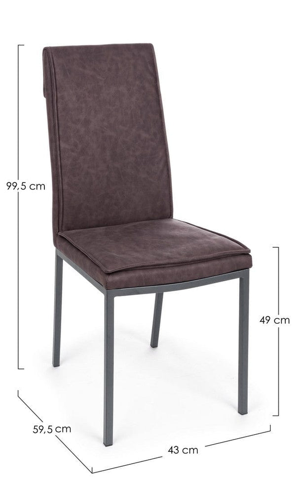 Set 4 scaune tapitate cu piele ecologica si picioare metalice Sofie Maro Inchis / Gri, l43xA59,5xH99,5 cm (8)