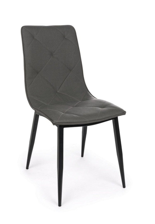 Set 4 scaune tapitate cu piele ecologica si picioare metalice Victor Gri Inchis / Negru, l63xA47xH91 cm (2)