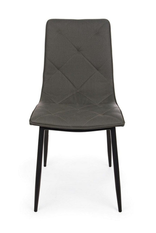 Set 4 scaune tapitate cu piele ecologica si picioare metalice Victor Gri Inchis / Negru, l63xA47xH91 cm (3)