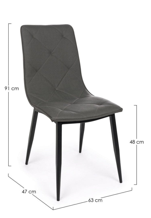 Set 4 scaune tapitate cu piele ecologica si picioare metalice Victor Gri Inchis / Negru, l63xA47xH91 cm (5)