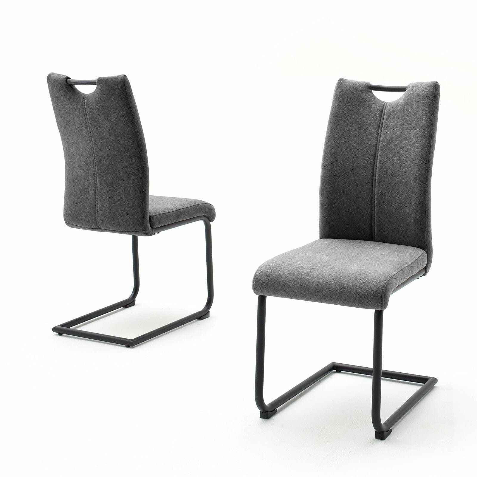 Set 4 scaune tapitate cu stofa, cu picioare metalice Adana Gri / Negru, l44xA60xH101 cm (2)