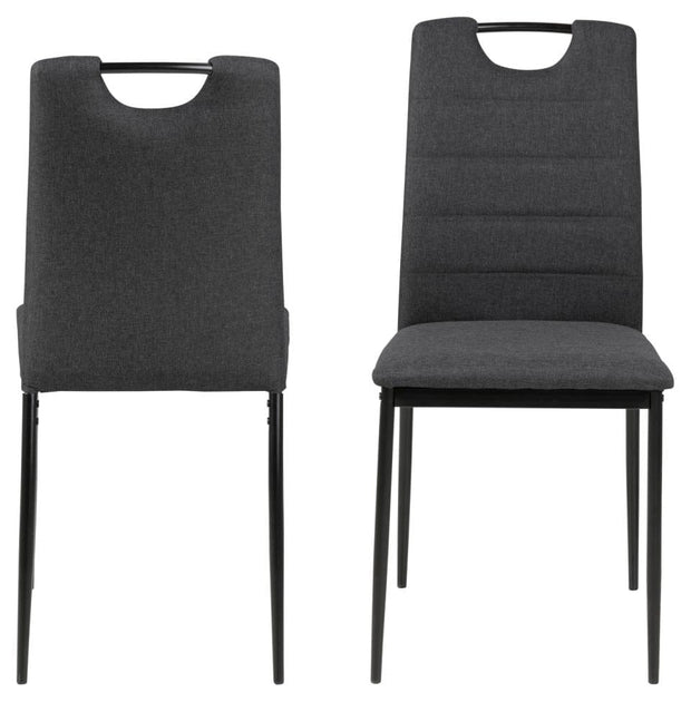 Set 4 scaune tapitate cu stofa si picioare metalice Dia Gri / Negru, l43,5xA53xH92 cm (1)