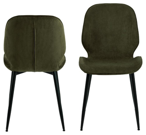 Set 4 scaune tapitate cu stofa si picioare metalice Femke Verde / Negru, l47,5xA57,5xH85 cm (1)