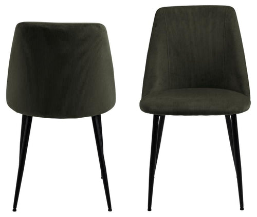 Set 4 scaune tapitate cu stofa si picioare metalice, Ines Verde / Negru, l49,2xA57,5xH84 cm (1)