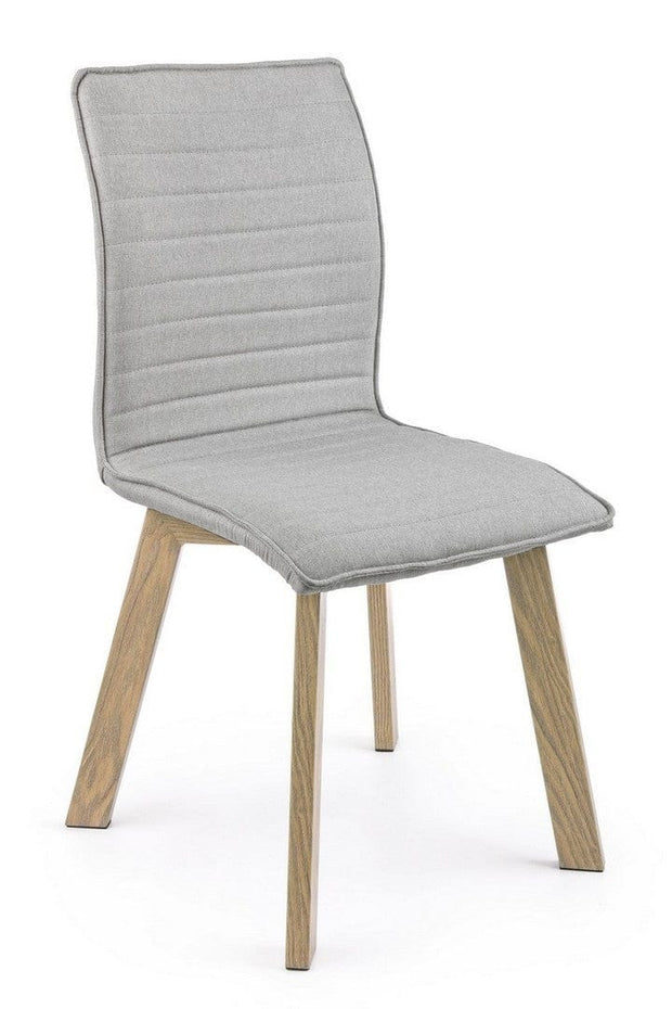 Set 4 scaune tapitate cu stofa si picioare metalice Klizia Gri Deschis / Natural, l43xA55xH89,5 cm (3)