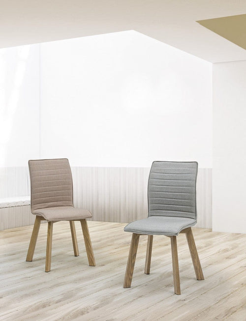 Set 4 scaune tapitate cu stofa si picioare metalice Klizia Gri Deschis / Natural, l43xA55xH89,5 cm (1)