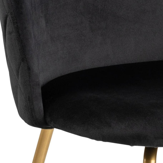 Set 4 scaune tapitate cu stofa si picioare metalice, Louise Velvet Negru / Auriu, l49,5xA54xH80,5 cm (3)