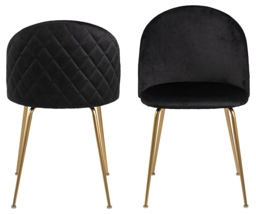 Set 4 scaune tapitate cu stofa si picioare metalice, Louise Velvet Negru / Auriu, l49,5xA54xH80,5 cm (1)