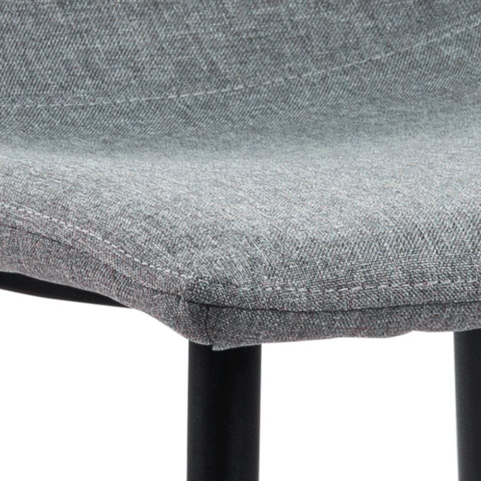 Set 4 scaune tapitate cu stofa si picioare metalice, Winnie Gri deschis / Negru, l45xA56,5xH85 cm (7)