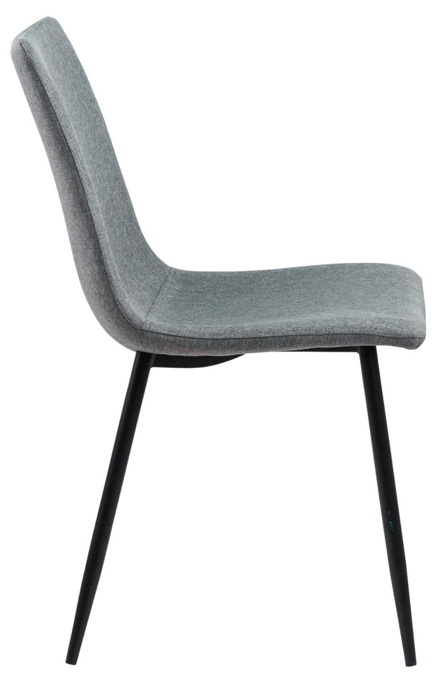 Set 4 scaune tapitate cu stofa si picioare metalice, Winnie Gri deschis / Negru, l45xA56,5xH85 cm (4)