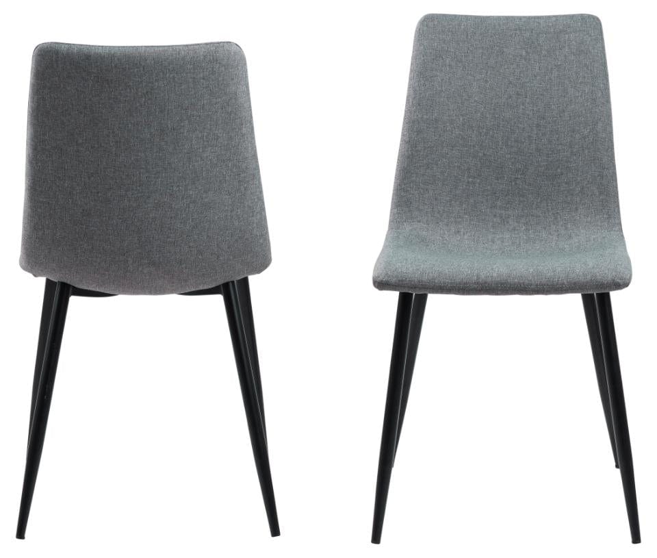 Set 4 scaune tapitate cu stofa si picioare metalice, Winnie Gri deschis / Negru, l45xA56,5xH85 cm (3)