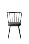 Set 2 scaune tapitate cu stofa si picioare metalice, Yildiz 189 Velvet Gri inchis / Negru, l43xA42xH82 cm (2)