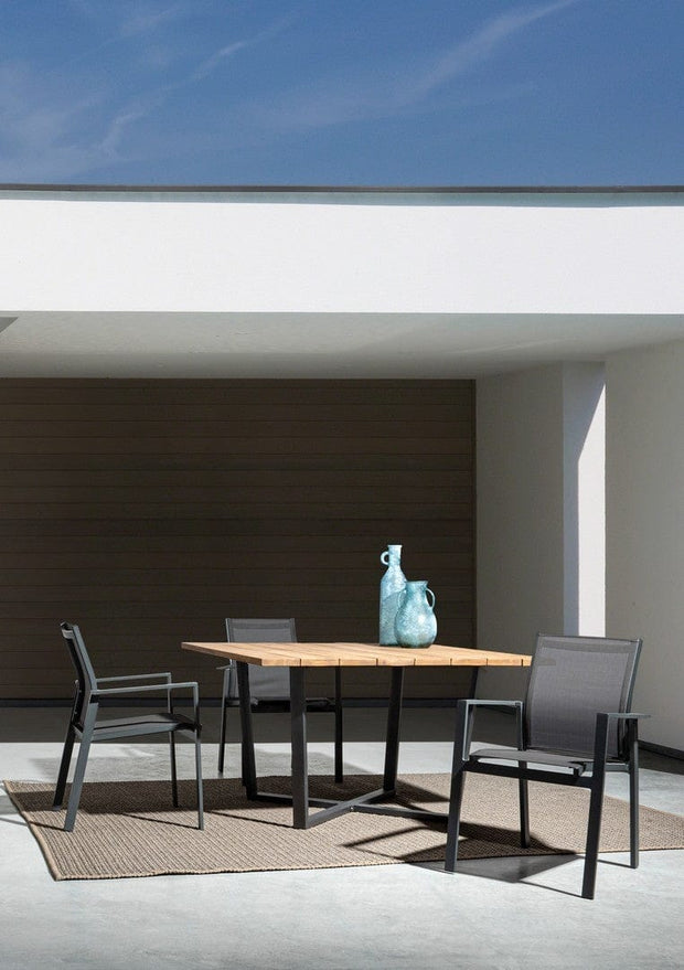 Set 6 scaune de gradina / terasa din metal si material textil Crozet Antracit, l56,5xA62xH88 cm (1)