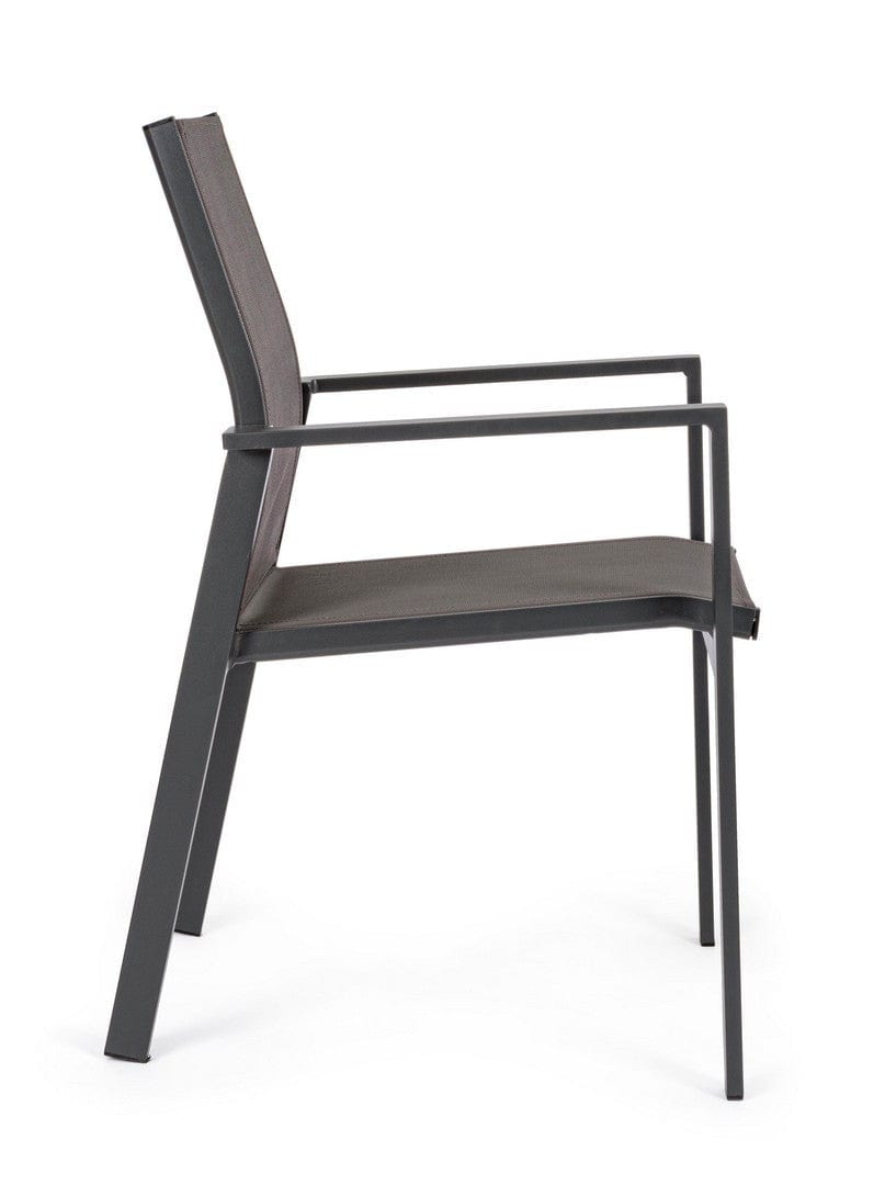 Set 6 scaune de gradina / terasa din metal si material textil Crozet Antracit, l56,5xA62xH88 cm (5)
