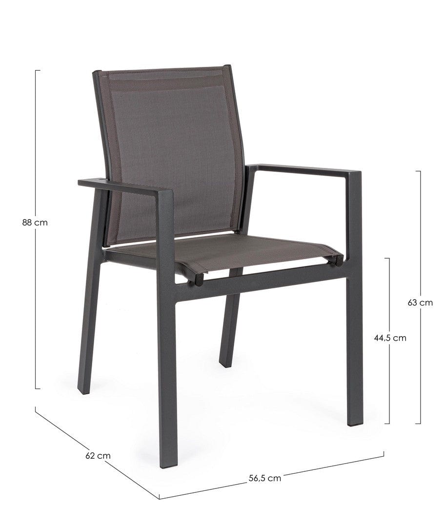 Set 6 scaune de gradina / terasa din metal si material textil Crozet Antracit, l56,5xA62xH88 cm (9)