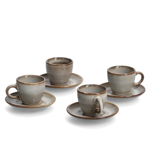 Set ceasca cu farfurioara din ceramica, Classic Coffee Grej, 60 ml, 8 piese