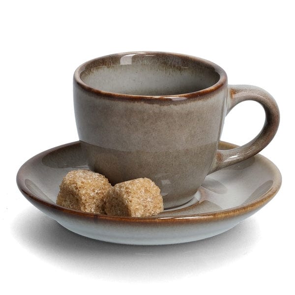 Set ceasca cu farfurioara din ceramica, Classic Coffee Grej, 60 ml, 8 piese (1)