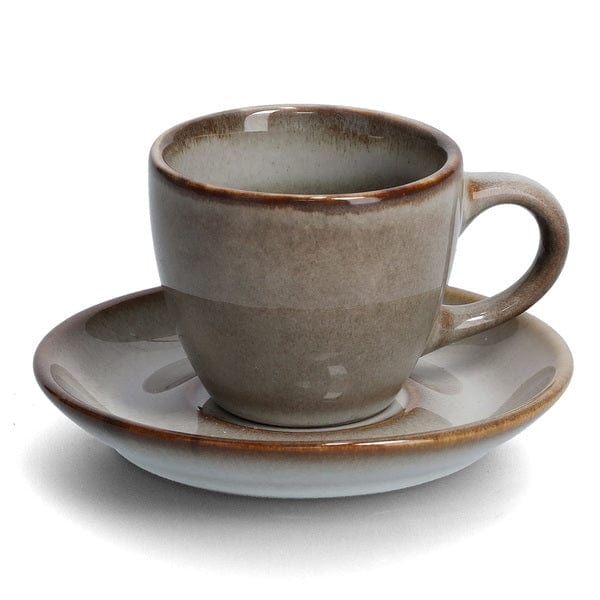 Set ceasca cu farfurioara din ceramica, Classic Coffee Grej, 60 ml, 8 piese (2)