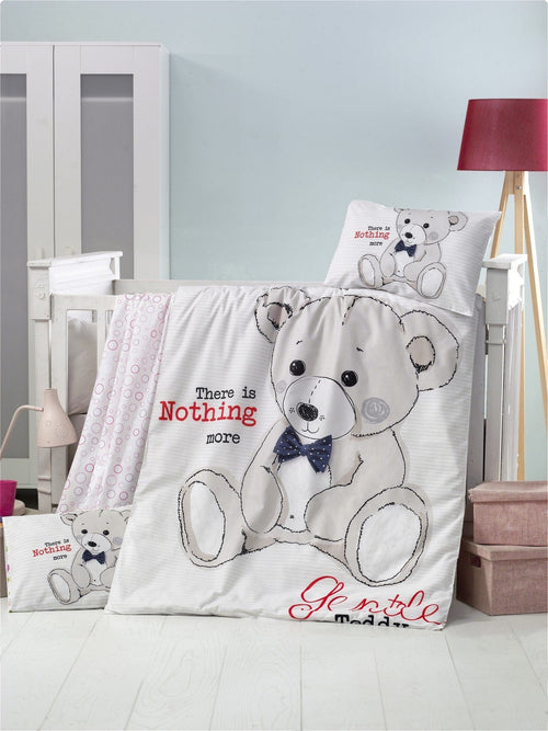 Set lenjerie pentru copii, din bumbac Ranforce, 4 piese, Teddy Multicolor, 100 x 150 cm