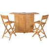 Set masa bar pliabila + 2 scaune bar pliabile, pentru terasa, din lemn de tec, Alissia Natural, L155xl53xH105 cm (1)